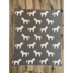 Mud Pie Gray Unicorn Baby Crib Blanket Child 34 x 39" Cotton